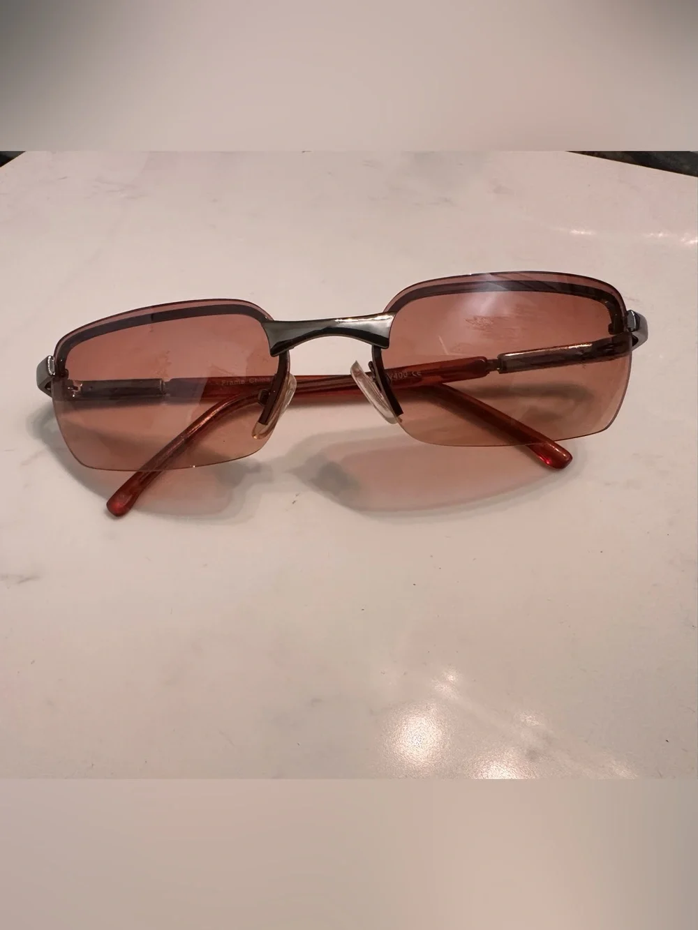 Rimless Sunglasses with Rose-Tinted Lenses